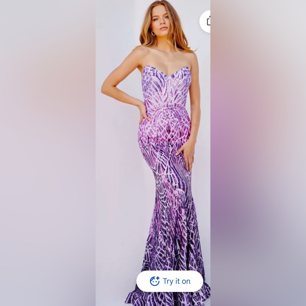 Jovani Two Toned Sequence Prom Dress, Lilac/Purple